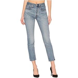 Levi's Premium 501 S High Rise Ankle Medium Wash Denim Jeans Women's Size 26
